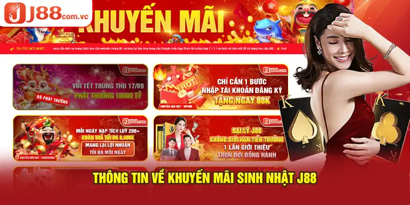 Thông tin về khuyến mãi sinh nhật J88